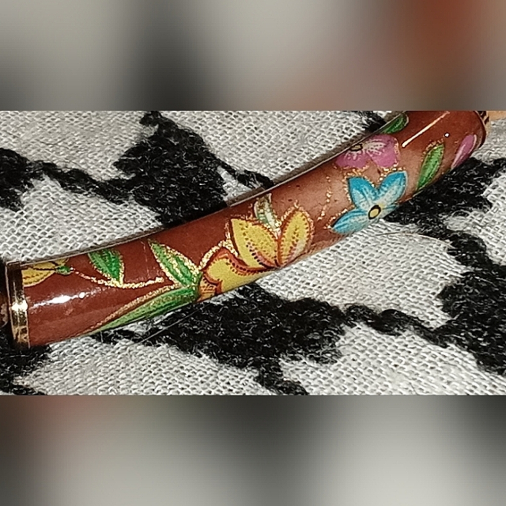 Vintage Floral Beaded Necklace (Hand painted)